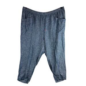 New Old Navy Womans 4X Plus Pants Taper Leg Linen Blend Pockets Pull On Blue NWT